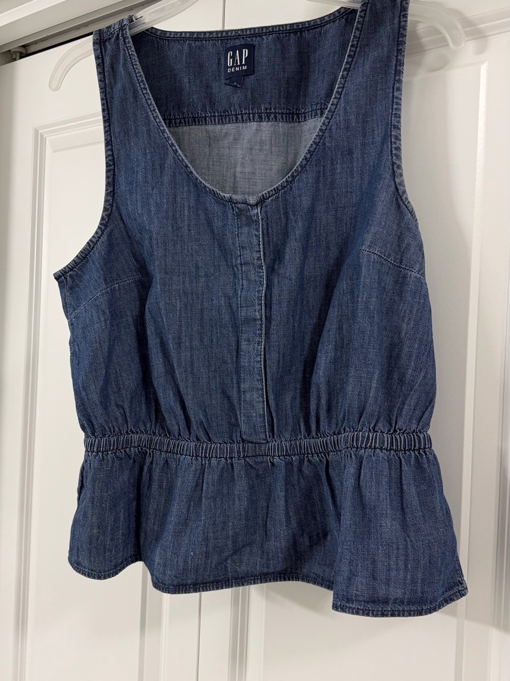 GAP Denim Sleeveless Peplum Top - Indigo Blue